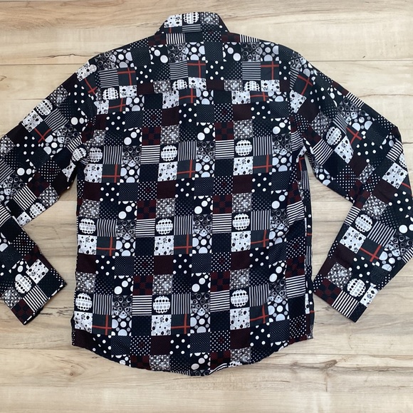NWT Caviar Dremes Mens S Long Sleeve Button Down Shirt. Squares and Circles. - Picture 6 of 7